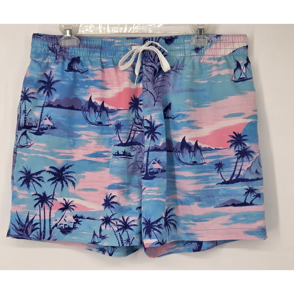 Chubbies Swim Trunks Men's Size XL Blue Pink Sunset Drawstring Lined 5.5" Inseam